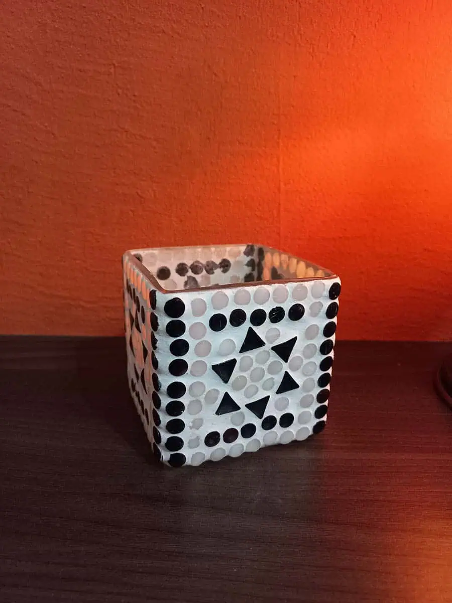 Portavela de vidrio con estrellas