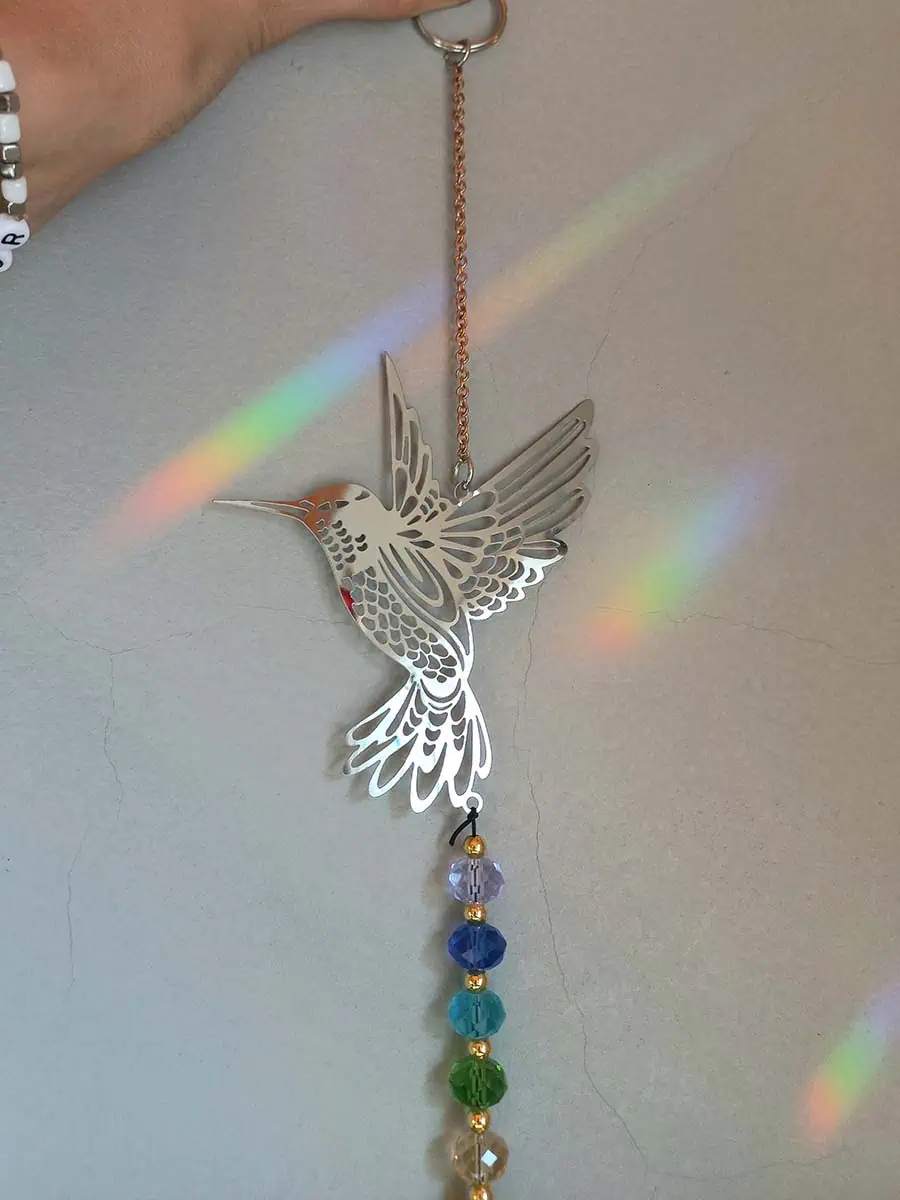 imagen de un atrapasol de acero inoxidable de colibri