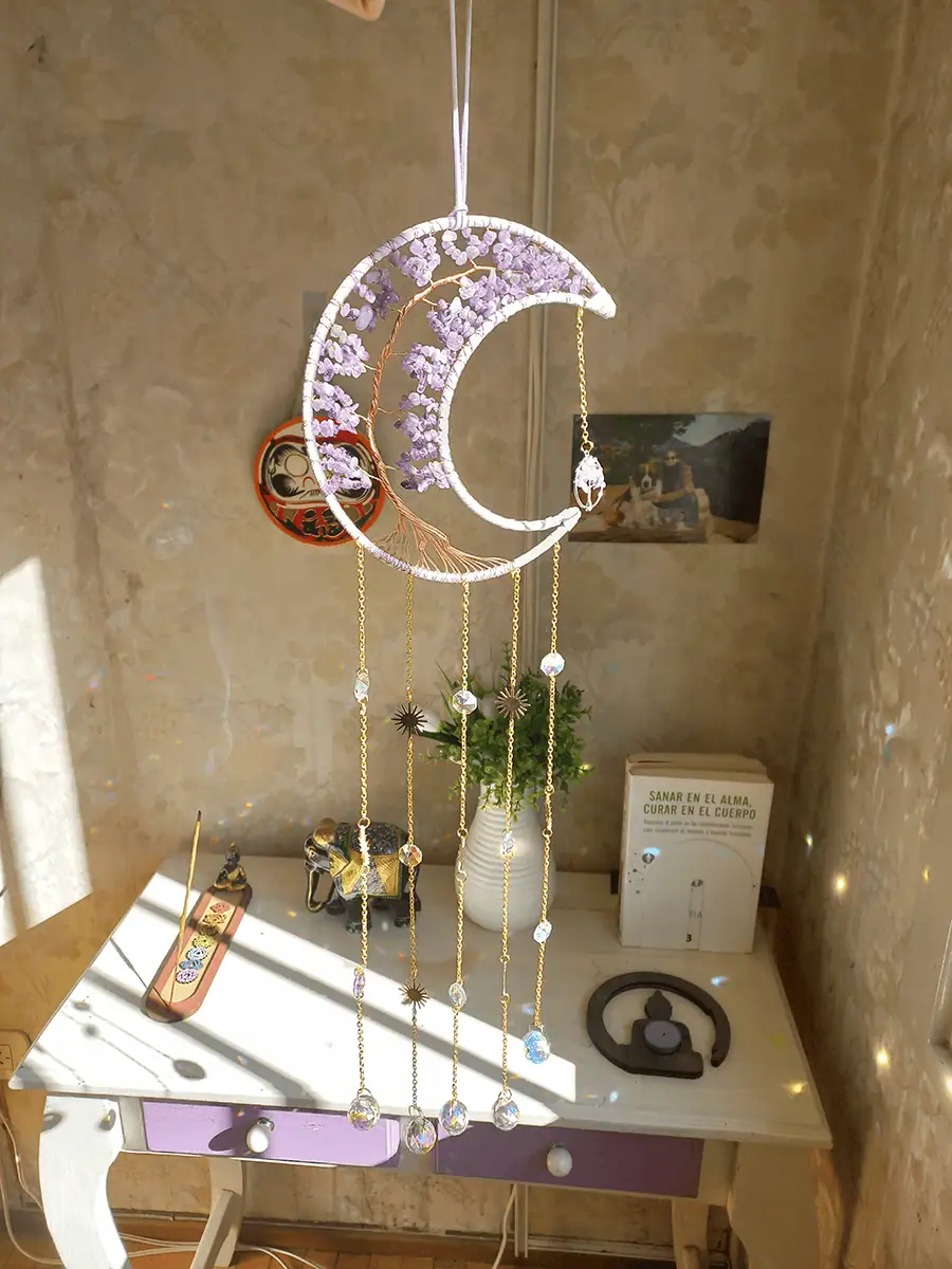 Atrapasol de Luna con Cuarsos Amatista