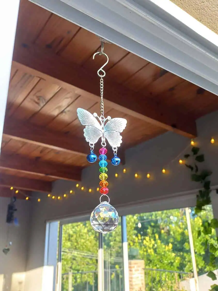 Atrapasol mariposa con ojo turco y cristal decorativo para ventana