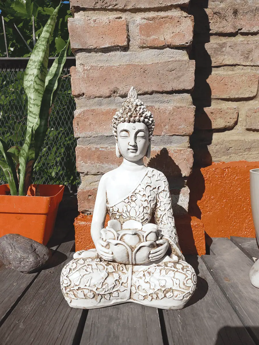 Buda para exterior con cuenco, chico para balcon o jardin