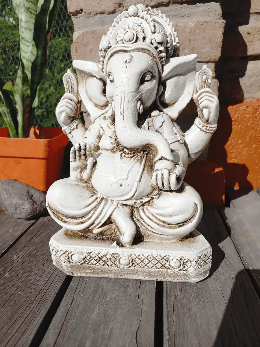 Ganesha de resina para exterior Portectora, Mudra Dhyna, chica para balcón o jardín