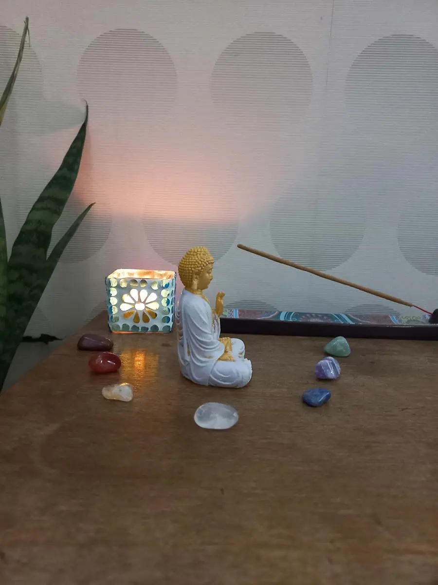 imagen de Buda Mudra Abdhaya rosa