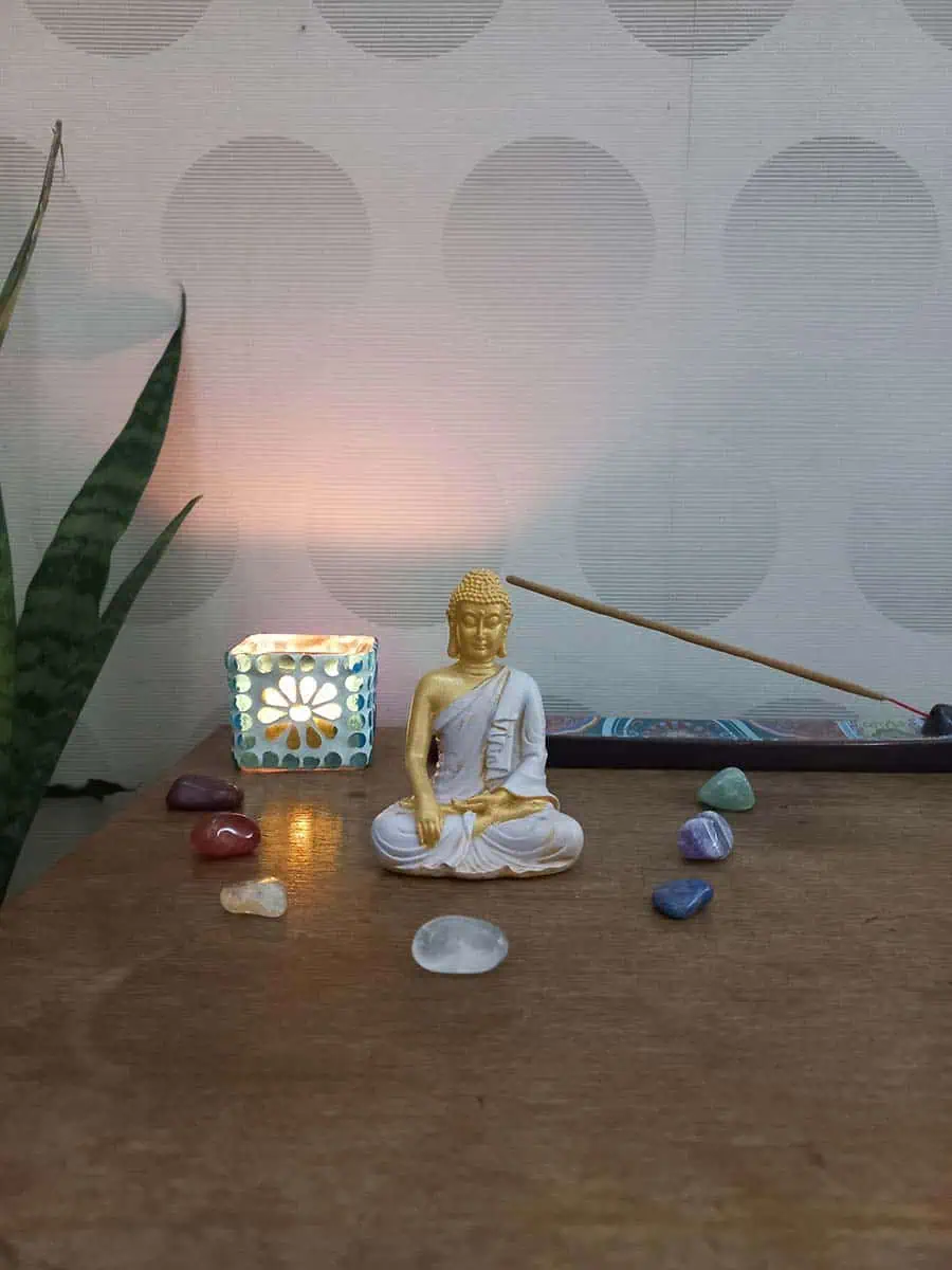 imagen Buda Mudra Bhumisparsha rosa