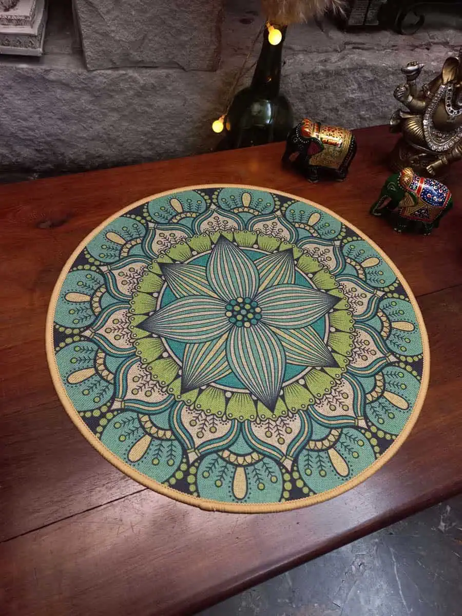 mandala de centro de mesa color verde