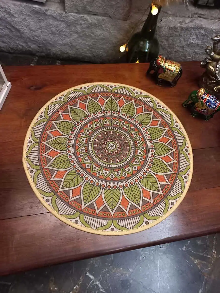 mandala de centro de mesa color verde