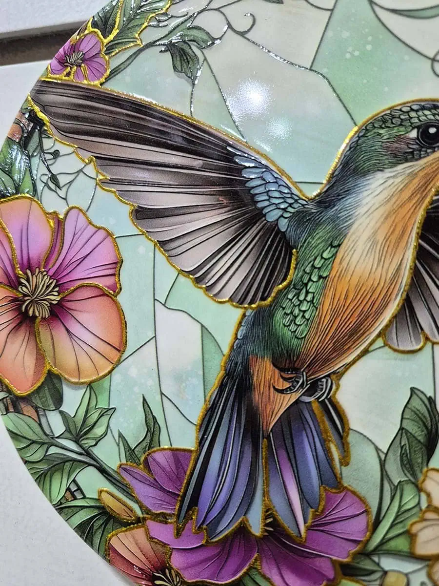 Colgante para pared tipo cuadro de colibri