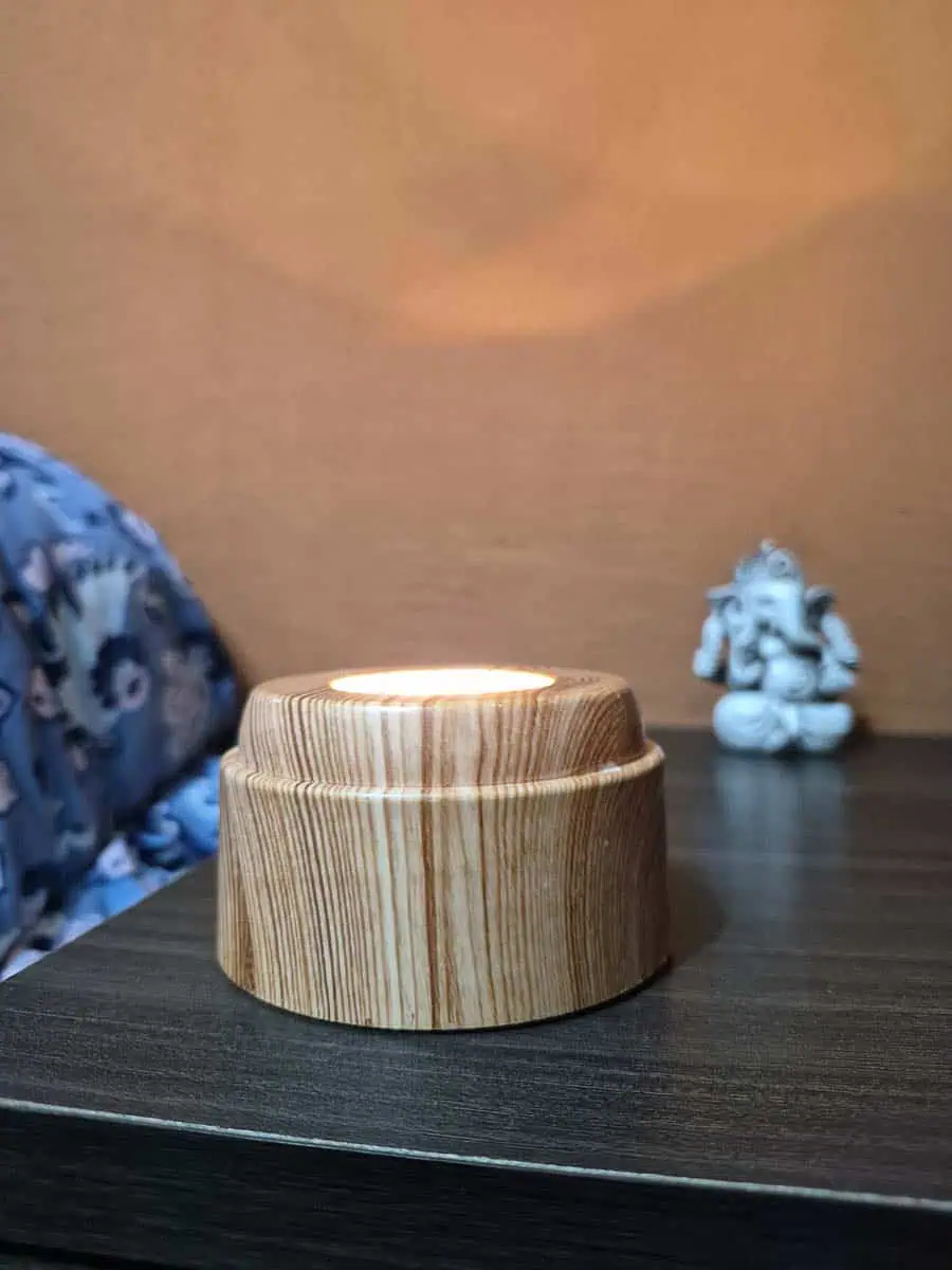 Lámpara esfera de cristal 3D giratoria con colibri, luz cálida y base de madera