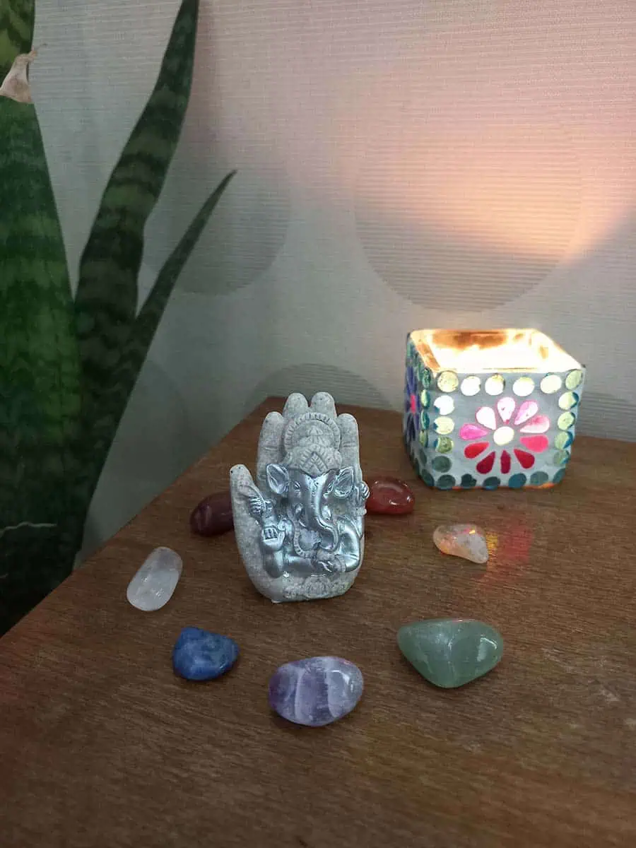 Ganesha mini con mano de Fátima plateada