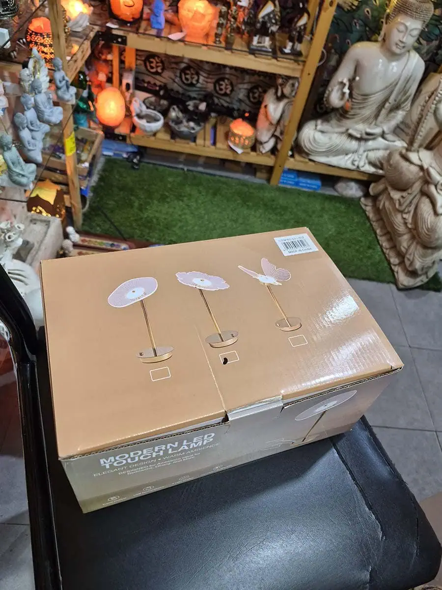 Lámpara de escritorio LED con diseño de flor transparente en acrílico y luz cálida