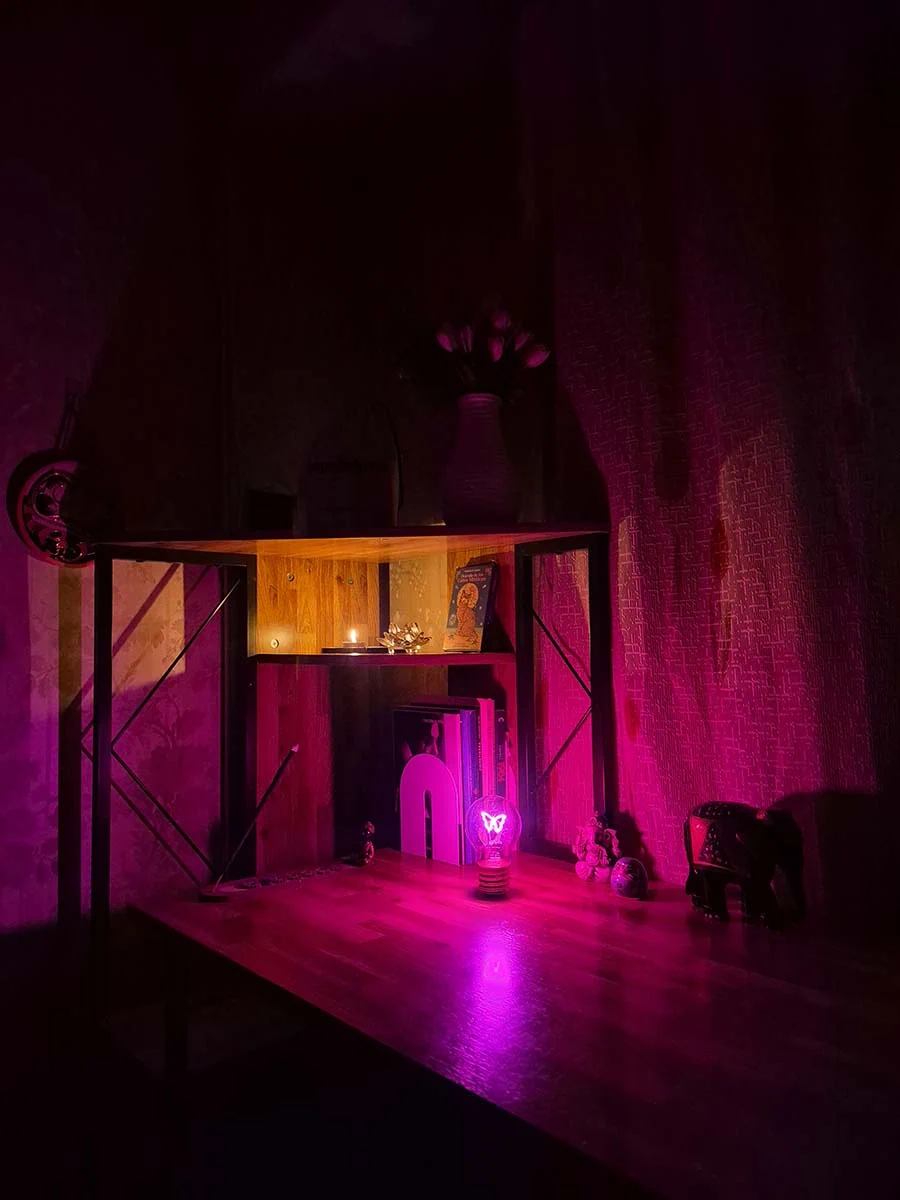 Bombilla LED decorativa con mariposa iluminada