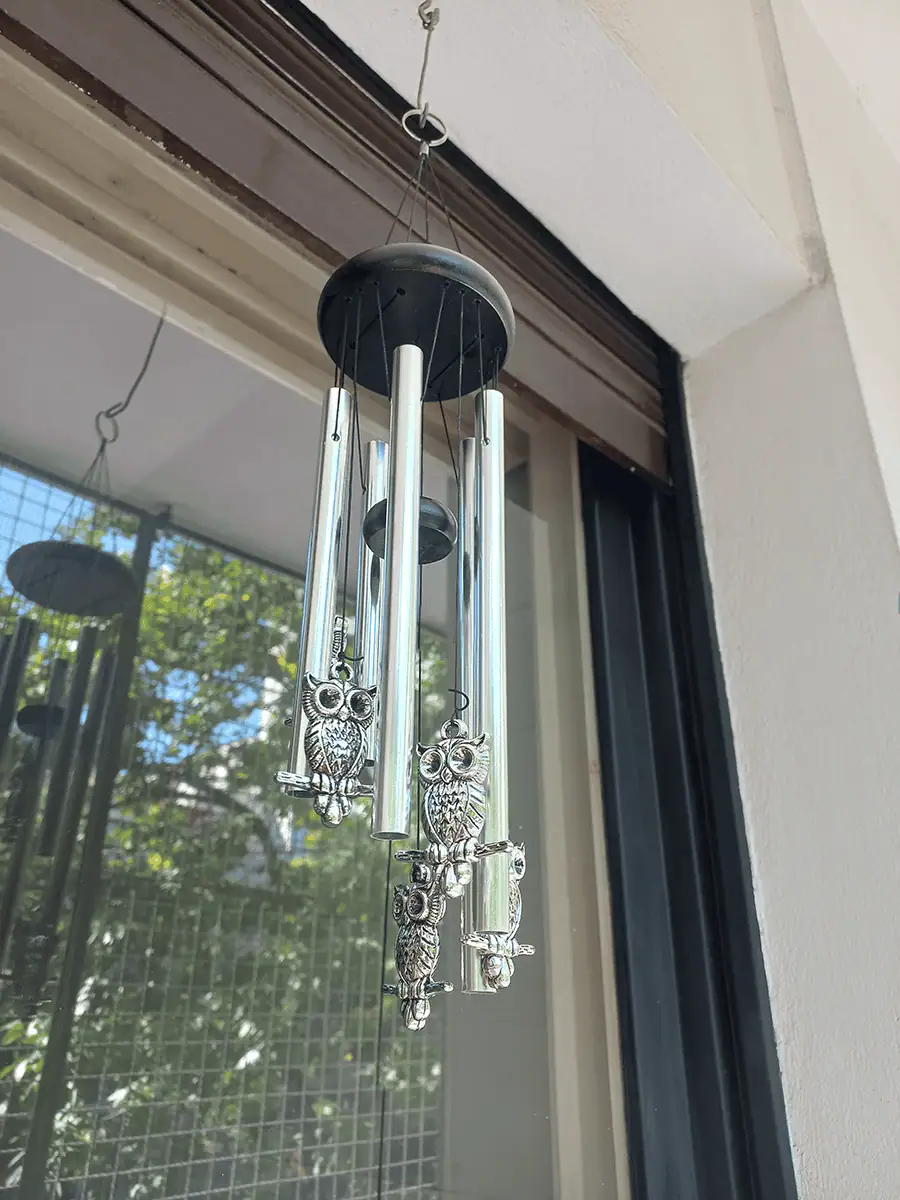 Llamador de ángeles con Lechuzas plateados