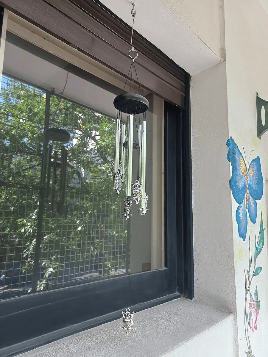 llamador de angeles con Lechuzas plateados 