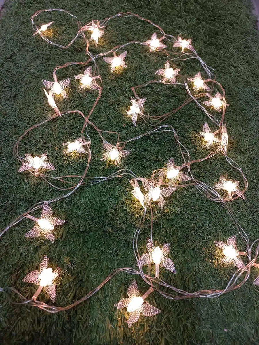 imagen de una tira de luces decorativa larga de mariposas calidas con enchufe