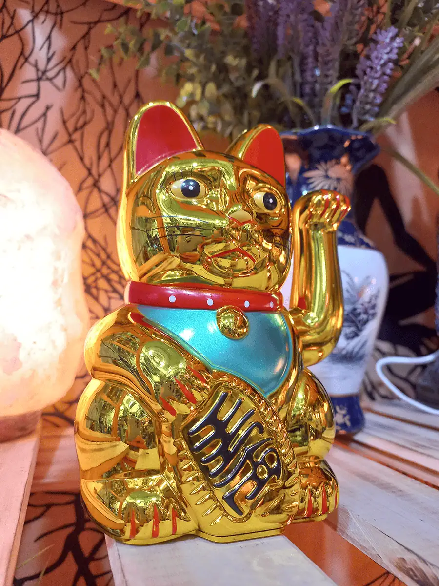 Gato Neko tamaño mediano en Dorado